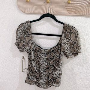 Snakeskin Pattern Ruched Blouse